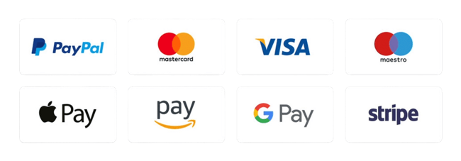 Illustration of payment methods; confirm accepted methods before ordering